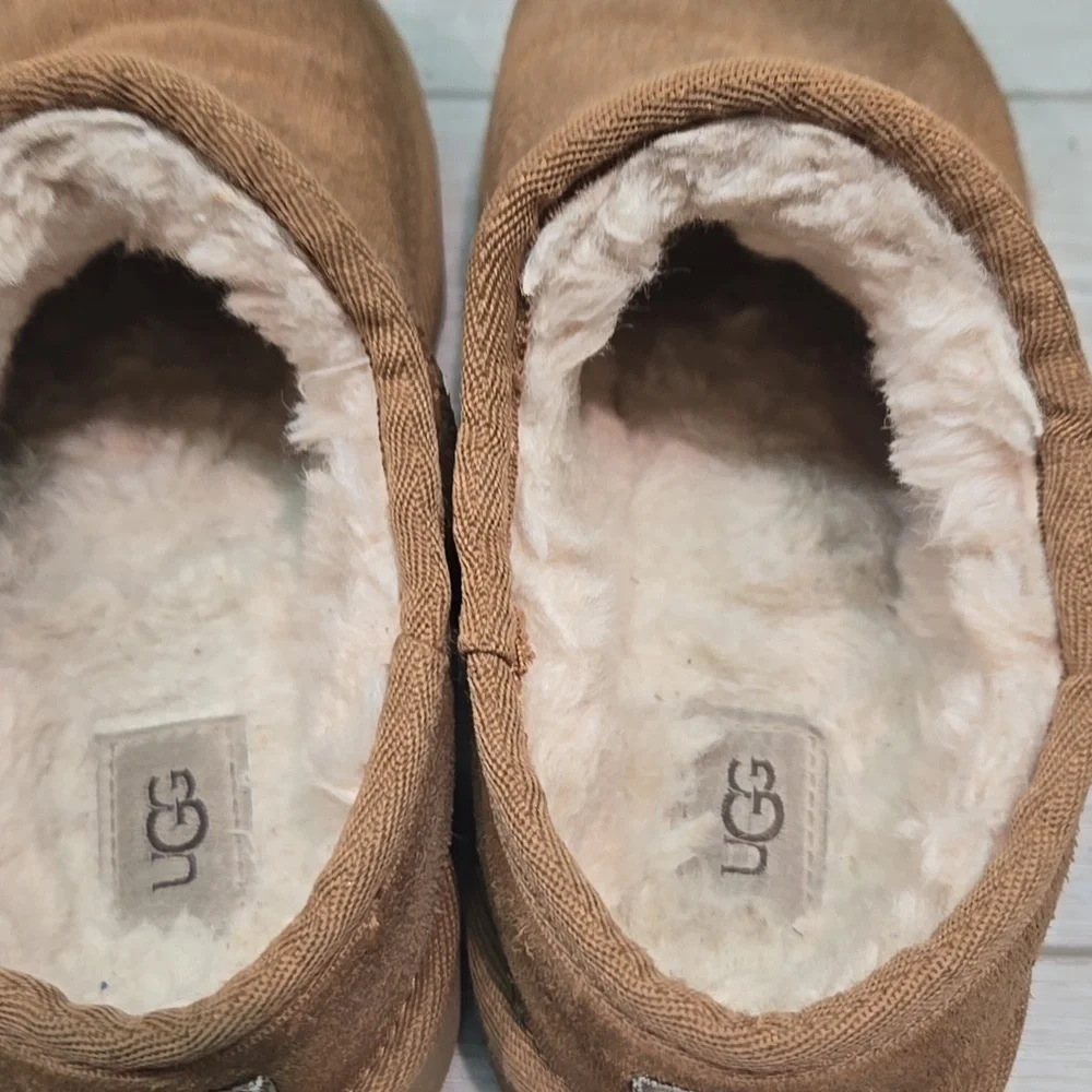 Ugg Australia Youth Cozy Chestnut Suede Shearling Slip-On Clogs Sz 4